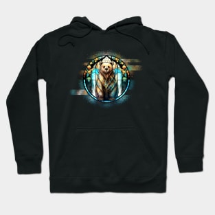 Stained Glass Bear Glitch Art Hoodie